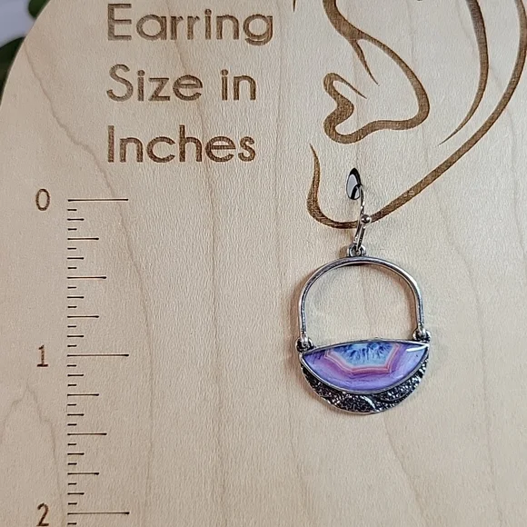 🔥LAST PAIR🔥 Purple Agate Style Drop Earrings - Picture 2 of 4